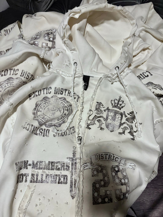 Ravage Cream Distressed Jacket