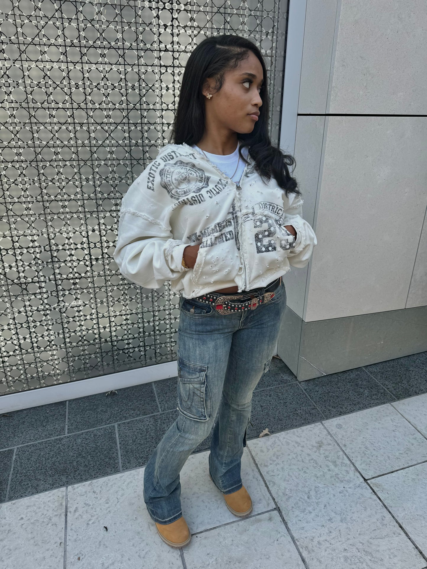 Ravage Cream Distressed Jacket